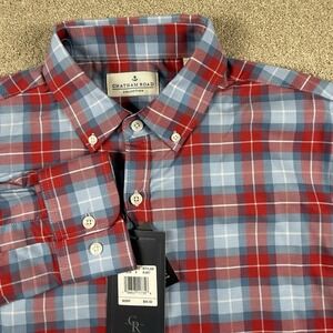 Chatham Road Men's Small NWT Red Blue Plaid Button Up Shirt $54 Retail